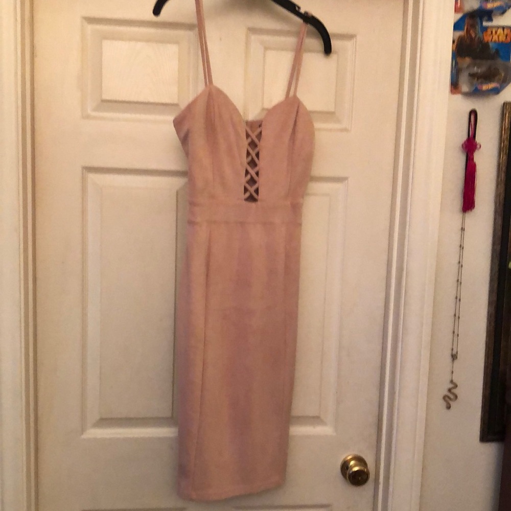New Pink faux suede dress